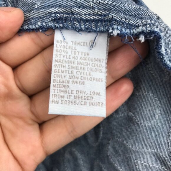 TanJay Floral Embroidered Oversized Denim Open Front Jacket Tencel cotton S P - Picture 9 of 13